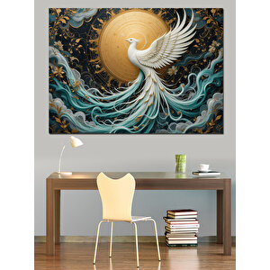 Altın Işıkta Kuğu Dekoratif Kanvas - Mdf Ahşap Tablo 50x70 cm