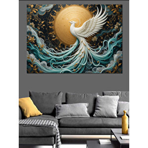 Altın Işıkta Kuğu Dekoratif Kanvas - Mdf Ahşap Tablo 50x70 cm