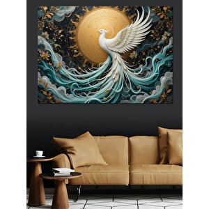 Altın Işıkta Kuğu Dekoratif Kanvas - Mdf Ahşap Tablo