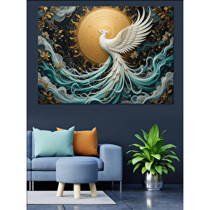 Altın Işıkta Kuğu Dekoratif Kanvas - Mdf Ahşap Tablo