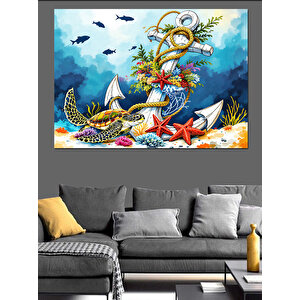 Deniz Canlıları İllüstrasyonu Dekoratif Kanvas - Mdf Ahşap Tablo