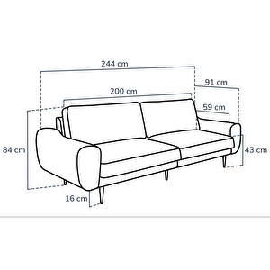 Klem Üçlü Koltuk Large Ahşap Ayak - Doğal Doku