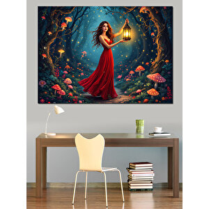 Fener Tutan Kadın Dekoratif Kanvas - Mdf Ahşap Tablo