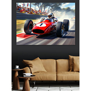Kırmızı Formula 1 Aracı Dekoratif Kanvas - Mdf Ahşap Tablo 70x100 cm