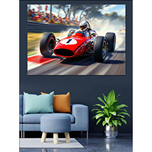 Kırmızı Formula 1 Aracı Dekoratif Kanvas - Mdf Ahşap Tablo