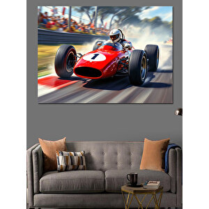 Kırmızı Formula 1 Aracı Dekoratif Kanvas - Mdf Ahşap Tablo