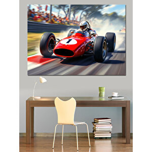 Kırmızı Formula 1 Aracı Dekoratif Kanvas - Mdf Ahşap Tablo 35x50 cm