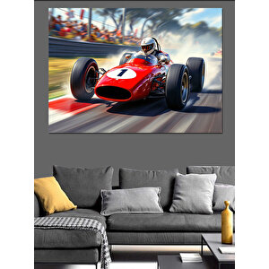 Kırmızı Formula 1 Aracı Dekoratif Kanvas - Mdf Ahşap Tablo 35x50 cm
