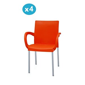 Mt-cf880 Mare Plastik Bahçe Balkon Koltuk Sandalye 4'lü Set Turuncu
