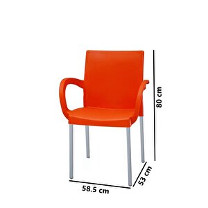 Mt-cf880 Mare Plastik Bahçe Balkon Koltuk Sandalye 4'lü Set Turuncu