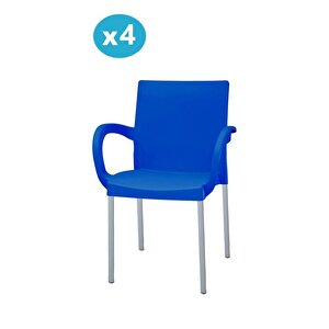 Mt-cf880 Mare Plastik Bahçe Balkon Koltuk Sandalye 4'lü Set 5026 Mavi