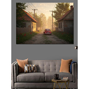 Sessiz Köy Sokağı Manzarası Dekoratif Kanvas - Mdf Ahşap Tablo 70x100 cm