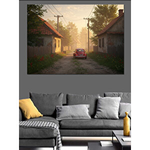 Sessiz Köy Sokağı Manzarası Dekoratif Kanvas - Mdf Ahşap Tablo 70x100 cm