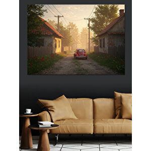 Sessiz Köy Sokağı Manzarası Dekoratif Kanvas - Mdf Ahşap Tablo