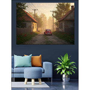 Sessiz Köy Sokağı Manzarası Dekoratif Kanvas - Mdf Ahşap Tablo