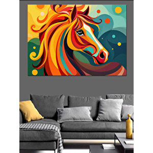 Soyut Renkli At Çizimi Dekoratif Kanvas - Mdf Ahşap Tablo 25x35 cm