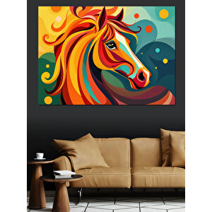 Soyut Renkli At Çizimi Dekoratif Kanvas - Mdf Ahşap Tablo 25x35 cm