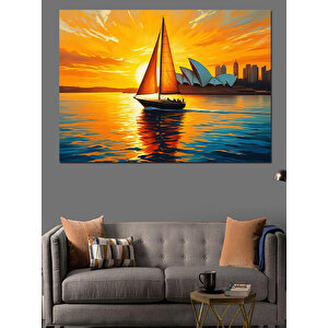 Yelkenliyle Renkli Deniz Turu Dekoratif Kanvas - Mdf Ahşap Tablo 100x140 cm