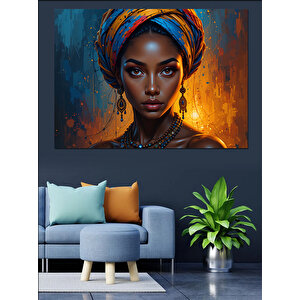 Etnik Kıyafetli Güzel Kadın Dekoratif Kanvas - Mdf Ahşap Tablo 100x140 cm