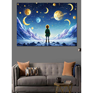 Ay Yıldızlı Rüya Sahnesi Dekoratif Kanvas - Mdf Ahşap Tablo 35x50 cm