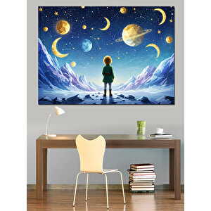 Ay Yıldızlı Rüya Sahnesi Dekoratif Kanvas - Mdf Ahşap Tablo