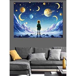 Ay Yıldızlı Rüya Sahnesi Dekoratif Kanvas - Mdf Ahşap Tablo