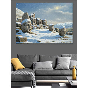 Kar Altında Nemrut Dağı Dekoratif Kanvas - Mdf Ahşap Tablo 35x50 cm