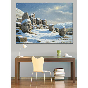 Kar Altında Nemrut Dağı Dekoratif Kanvas - Mdf Ahşap Tablo