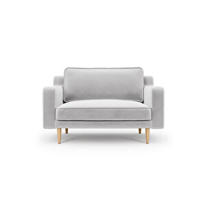 Klem Slim Loveseat Ahşap Ayak - Kadife Gri