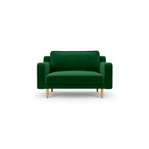 Klem Slim Loveseat Ahşap Ayak - Kadife Zümrüt Yeşili