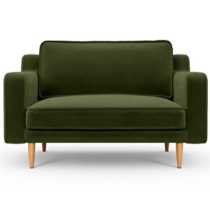 Klem Slim Loveseat Ahşap Ayak - Kadife Haki