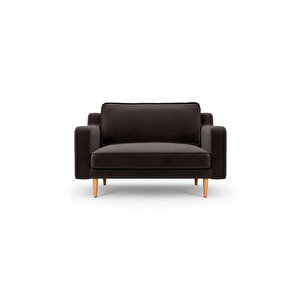 Klem Slim Loveseat Ahşap Ayak - Kadife Kül Gri