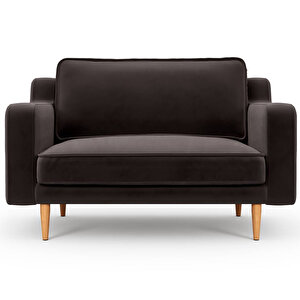 Klem Slim Loveseat Ahşap Ayak - Kadife Kül Gri