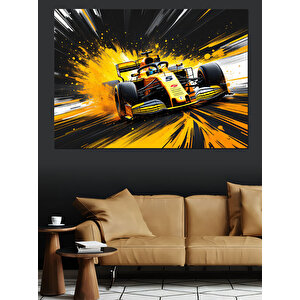 Hızlı Formula Aracı Dekoratif Kanvas - Mdf Ahşap Tablo 100x140 cm