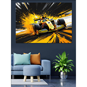 Hızlı Formula Aracı Dekoratif Kanvas - Mdf Ahşap Tablo 100x140 cm