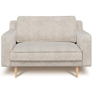 Klem Slim Loveseat Ahşap Ayak - Doğal Doku Fildişi