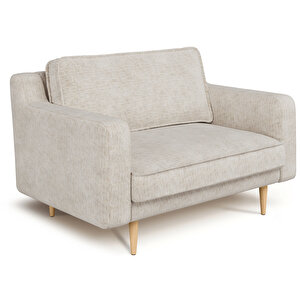 Klem Slim Loveseat Ahşap Ayak - Doğal Doku Fildişi