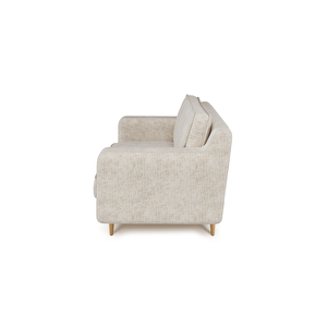 Klem Slim Loveseat Ahşap Ayak - Doğal Doku Fildişi