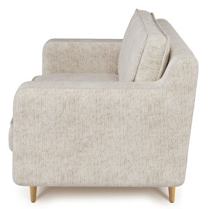 Klem Slim Loveseat Ahşap Ayak - Doğal Doku Fildişi