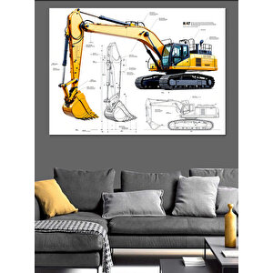 Teknik İş Makinesi Dekoratif Kanvas - Mdf Ahşap Tablo 70x100 cm