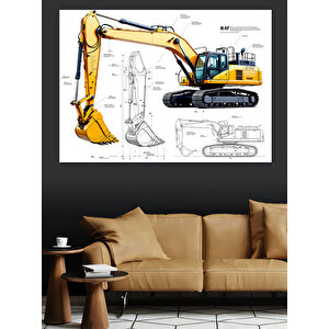 Teknik İş Makinesi Dekoratif Kanvas - Mdf Ahşap Tablo 70x100 cm