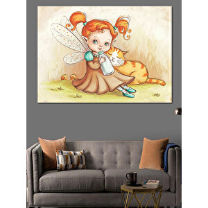 Peri Kız Çizimi Dekoratif Kanvas - Mdf Ahşap Tablo