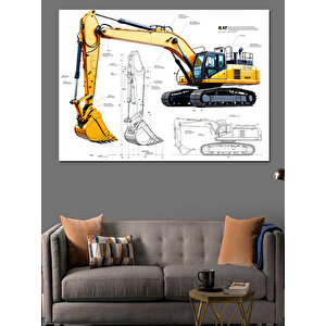 Teknik İş Makinesi Dekoratif Kanvas - Mdf Ahşap Tablo