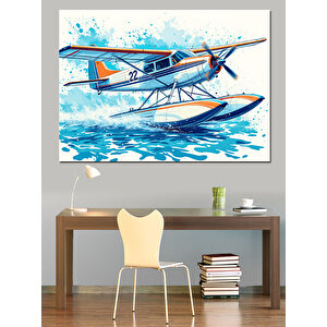 Deniz Uçağı Macerası Dekoratif Kanvas - Mdf Ahşap Tablo 100x140 cm