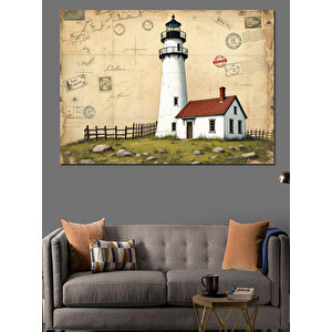 Eski Tarz Deniz Feneri Dekoratif Kanvas - Mdf Ahşap Tablo 50x70 cm