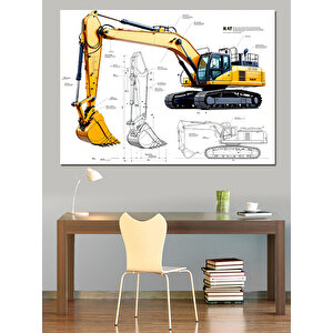 Teknik İş Makinesi Dekoratif Kanvas - Mdf Ahşap Tablo 50x70 cm