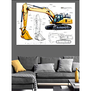 Teknik İş Makinesi Dekoratif Kanvas - Mdf Ahşap Tablo 50x70 cm