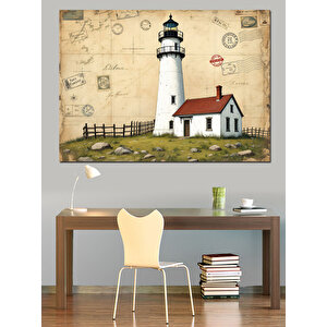 Eski Tarz Deniz Feneri Dekoratif Kanvas - Mdf Ahşap Tablo 35x50 cm