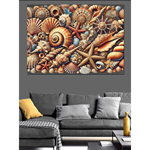 Kabuklu Deniz Koleksiyonu Görseli Dekoratif Kanvas - Mdf Ahşap Tablo 35x50 cm