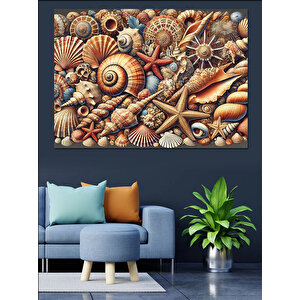 Kabuklu Deniz Koleksiyonu Görseli Dekoratif Kanvas - Mdf Ahşap Tablo